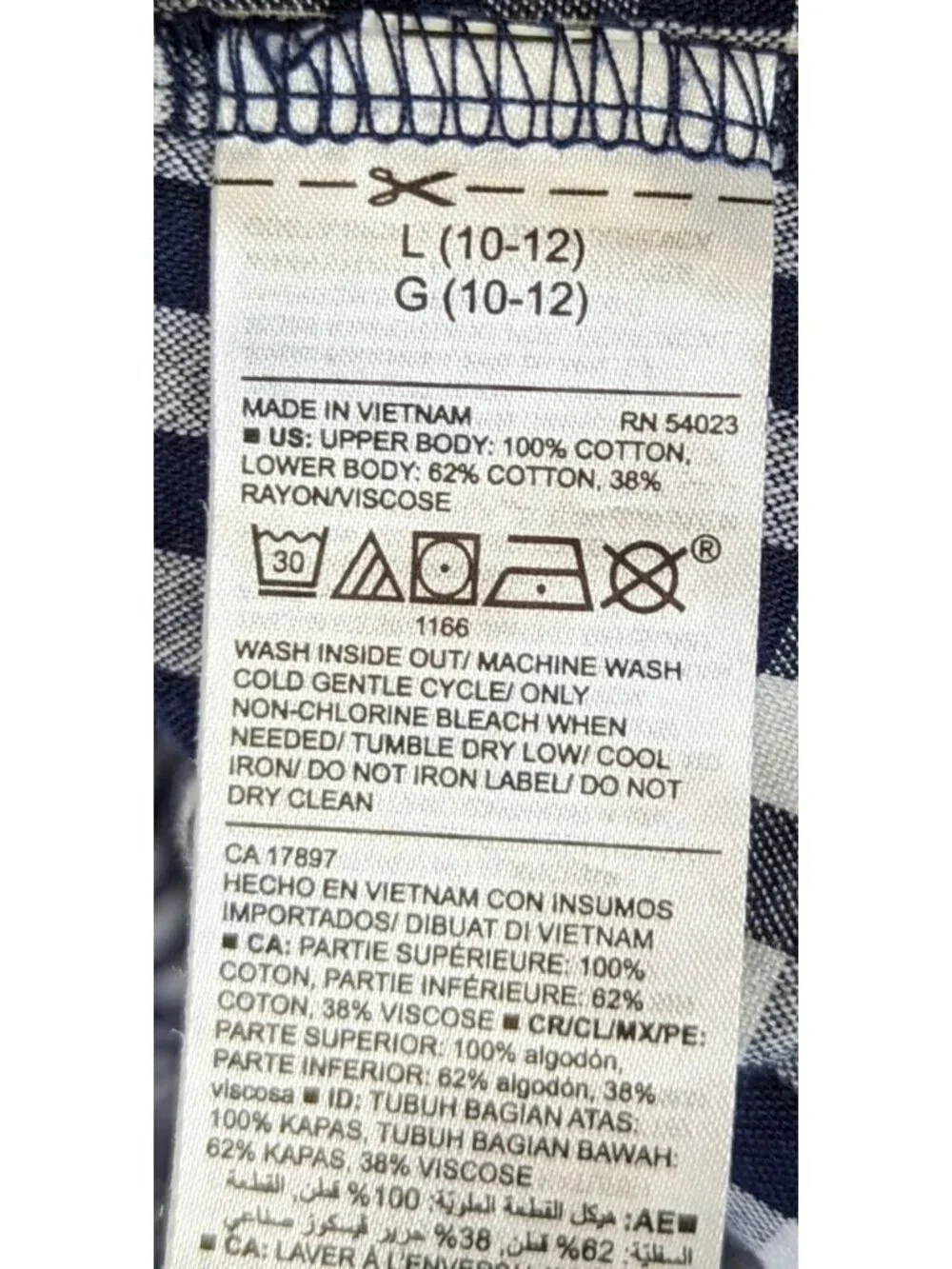 Old Navy Dress Girls size L 10 12 Blue Nautical Pullover Gingham Check Sailor